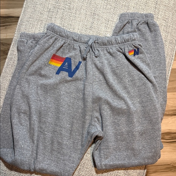 NWT Aviator Nation Logo Sweatpants Heathered Gray w/Pockets Mens Large - Picture 2 of 5